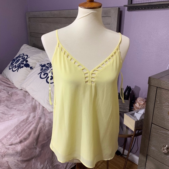 Naked Zebra Tops - Naked Zebra Light Yellow Adjustable Tank Top Small